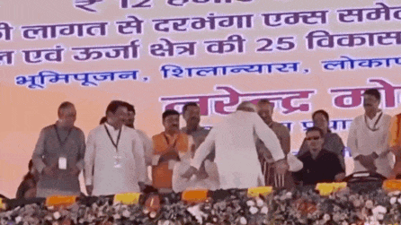 Watch: PM Modi’s gesture as Nitish Kumar bows down to touch his feet