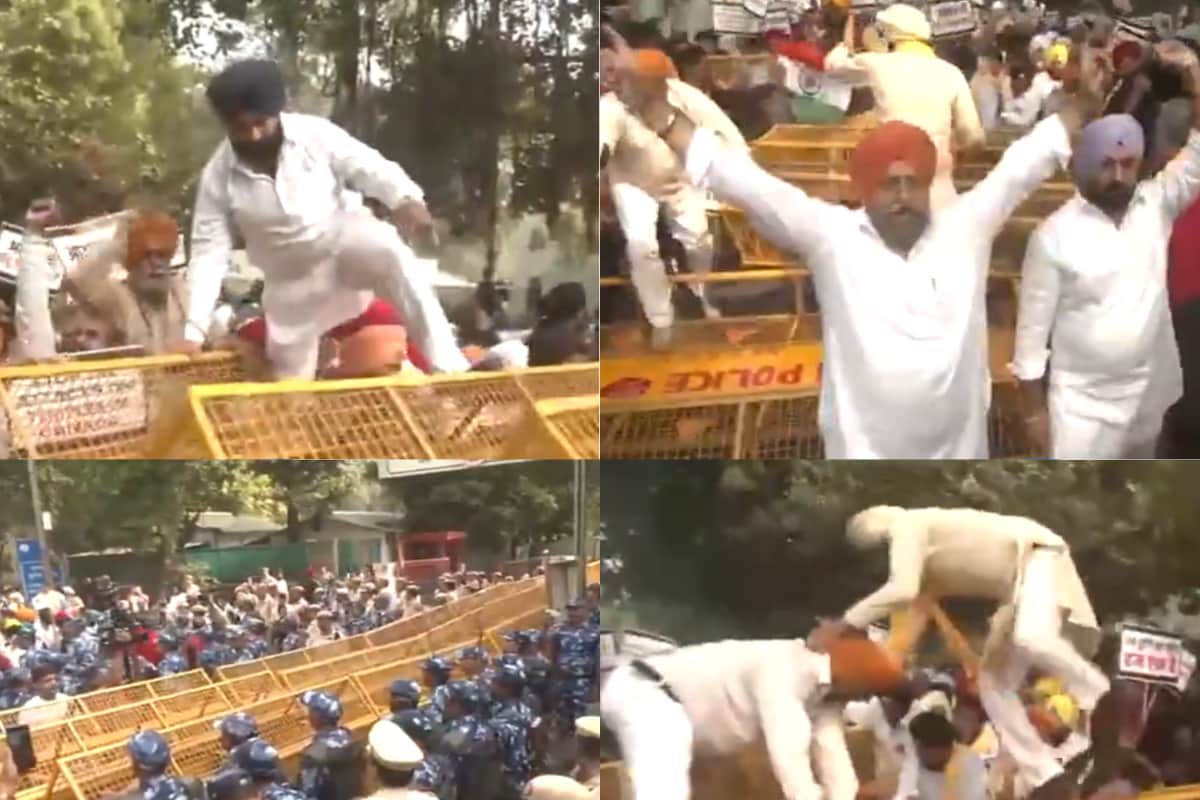 Watch: Brampton Temple Attack Sparks Protests At Canadian Mission In Delhi; Barricades Toppled