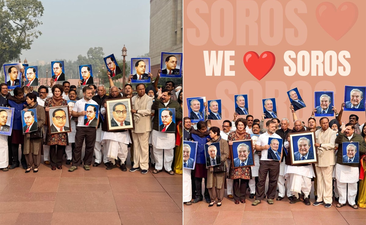 Ambedkar Row: Congress Doubles Down After BJP’s Soros Edit Of Protest Pic