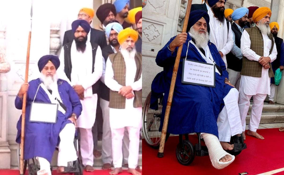 Plaque Around His Neck, Sukhbir Badal Serves Punishment At Golden Temple