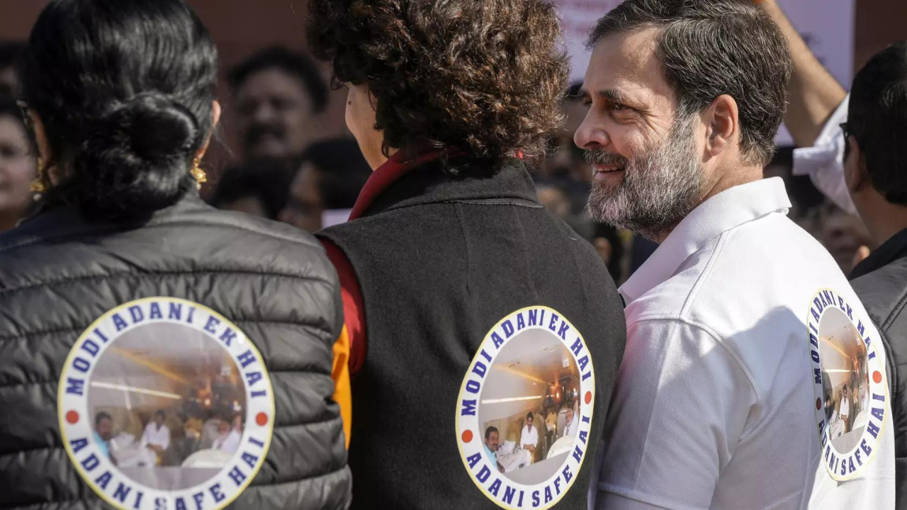 Watch: Rahul Gandhi joins oppn protest, sports ‘Modi Adani ek hai’ t-shirt