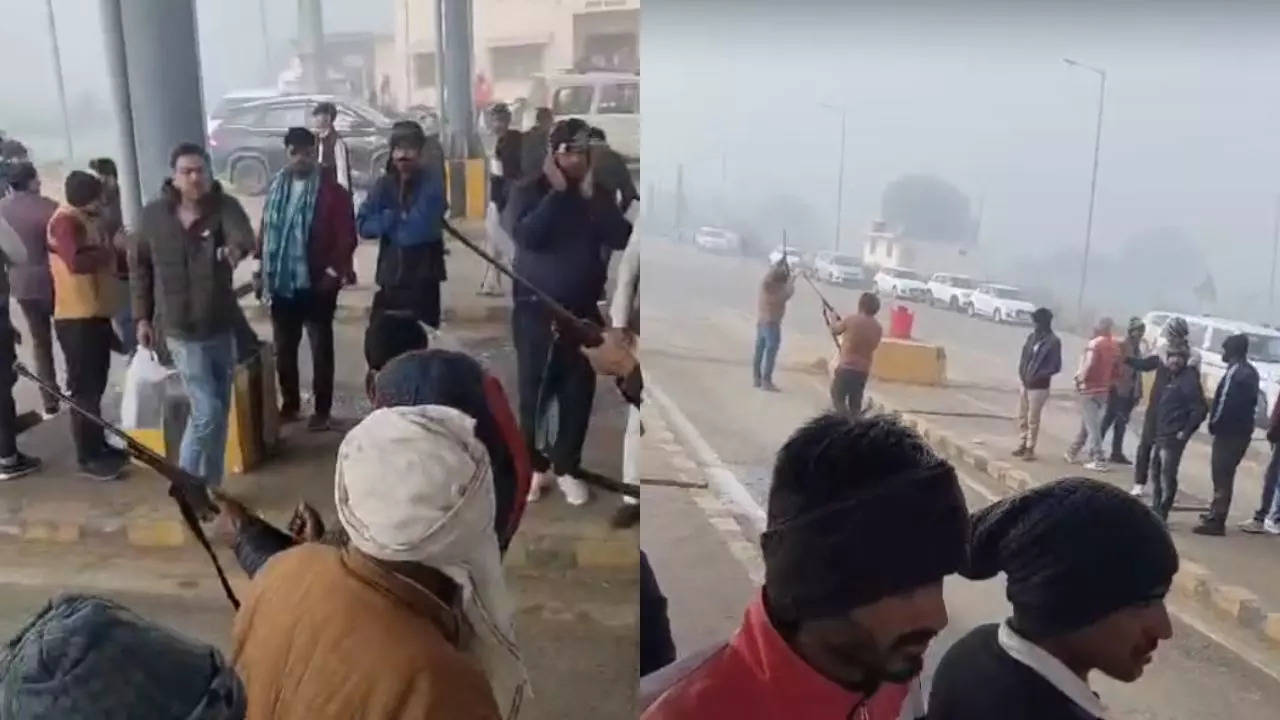 Watch: Shots fired in air to celebrate toll plaza contract in MP
