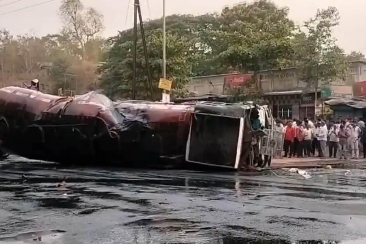 Tanker Falls Off Flyover In Maharashtra, Catches Fire; Flammable Oil Spills On Road | Video