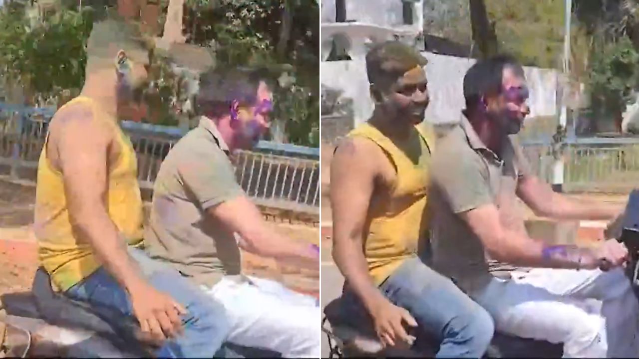 Watch: Tej Pratap rides scooty on Holi, calls out ‘Paltu chacha’