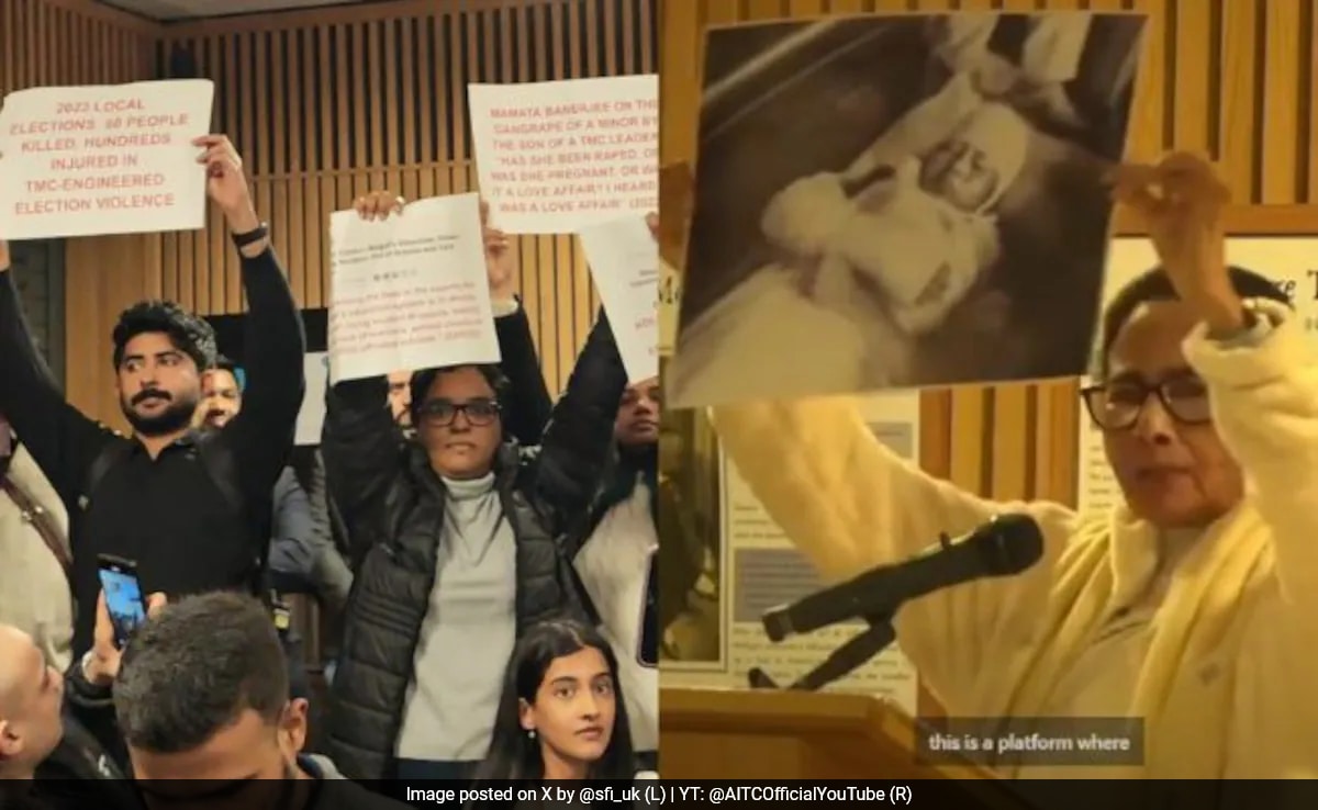 Mamata Banerjee Holds Up 1990 Assault Picture At Oxford University