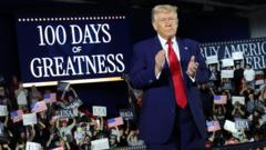 Trump celebrates 100 days in office by touting record and blasting foes