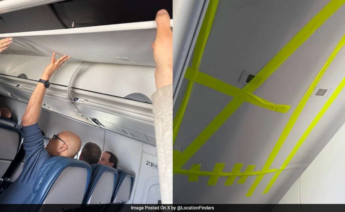 Watch: Delta Passengers Forced To Hold Plane Together After Ceiling Collapses Mid Flight