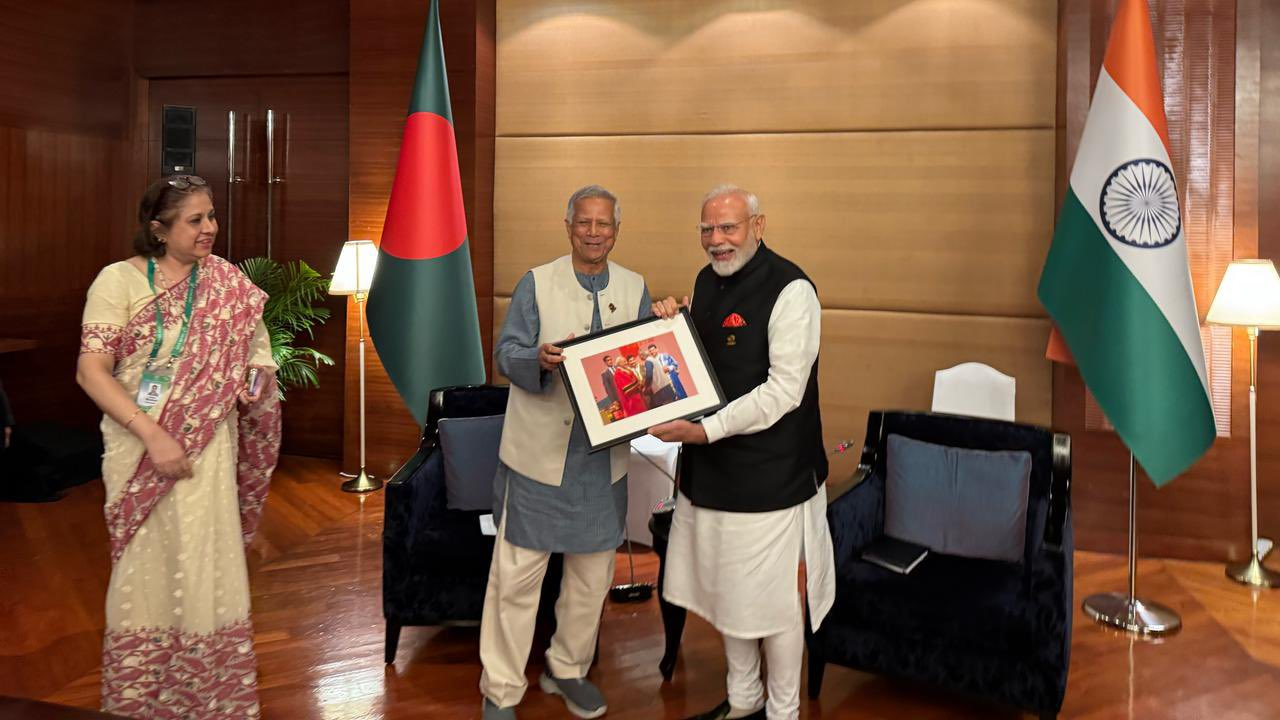 Bangladesh’s Yunus presents throwback picture to PM Modi at bilateral meet
