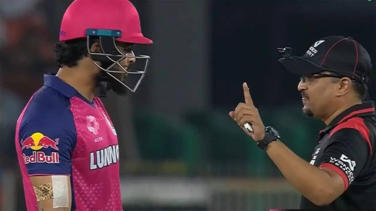 Riyan Parag argues with umpire after bat fails gauge test