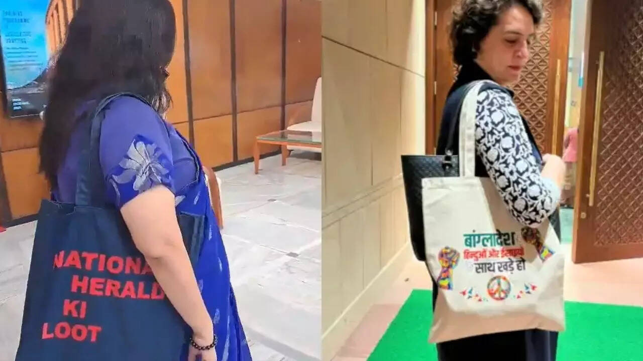 Bansuri Swaraj pulls a Priyanka, flaunts ‘National Herald ki loot’ bag