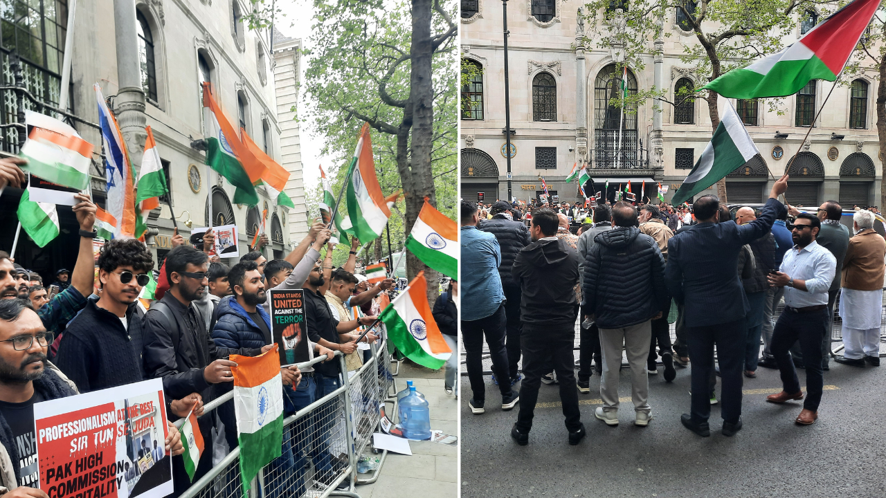 Bharat Mata Ki Jai drowns Pakistan Zindabad in London protest after J&K terror attack