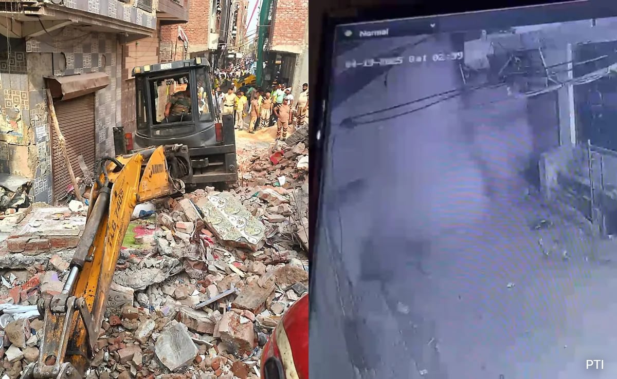 CCTV Captures Delhi Building Collapse, Cloud Of Dust Fills Alley