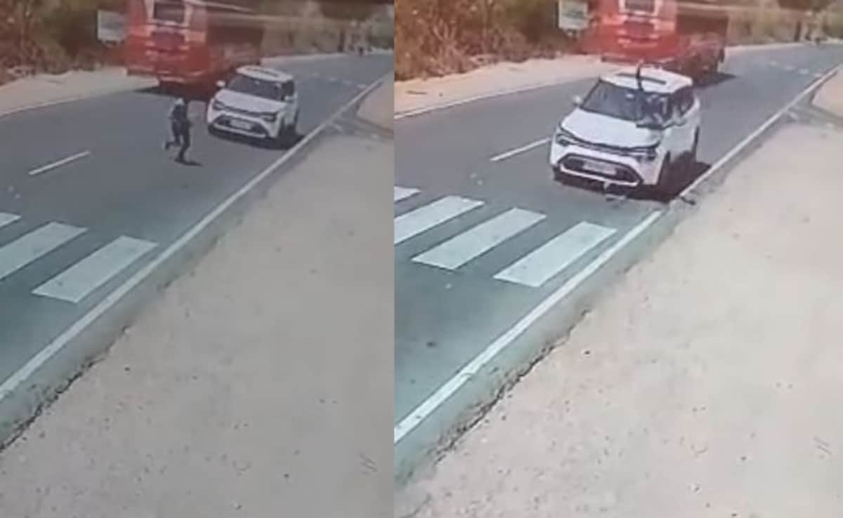 On Camera, Speeding SUV Hits Man Crossing Road In UP,  He Survives