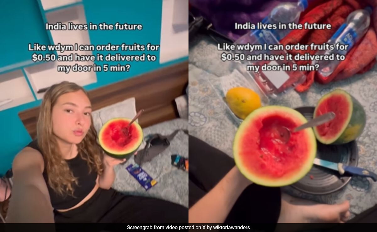 Polish Woman Reacts After Receiving Watermelon In 5 Minutes From Blinkit