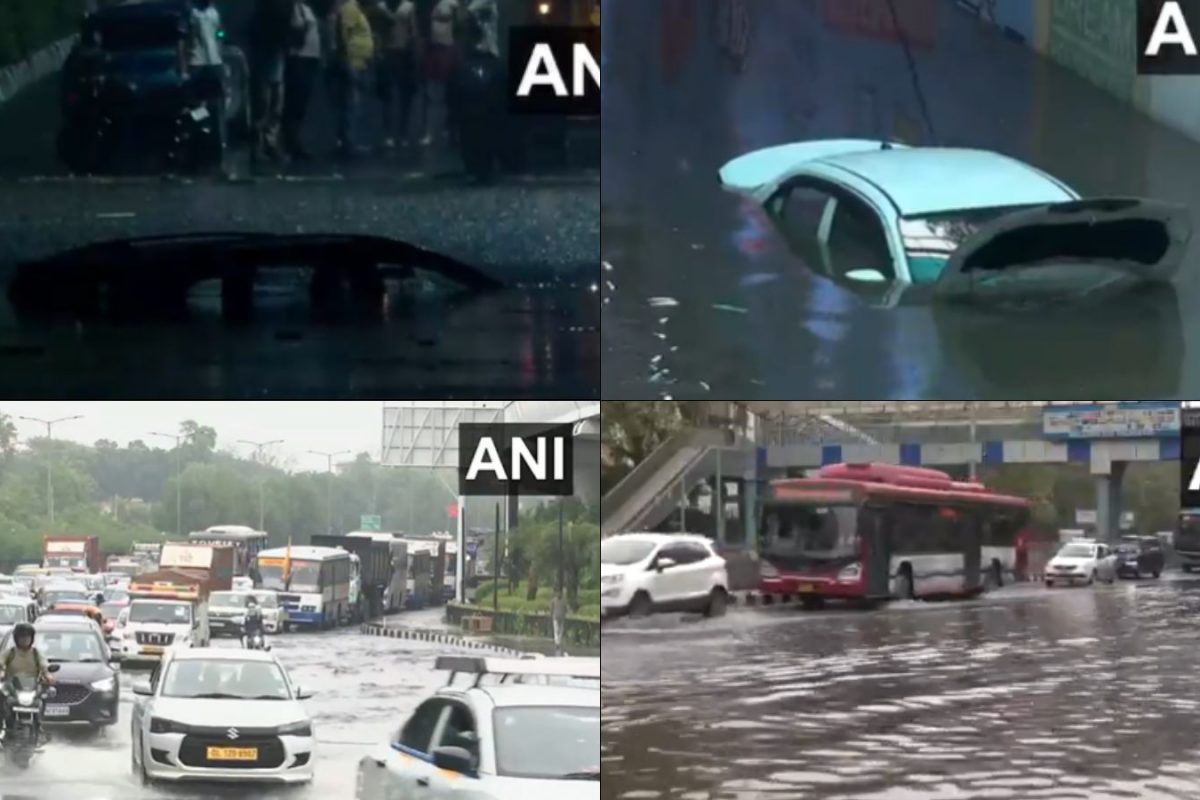 Delhi Rain Chaos: Cars Submerged In Waterlogged Underpasses, Traffic Crawls After Downpour