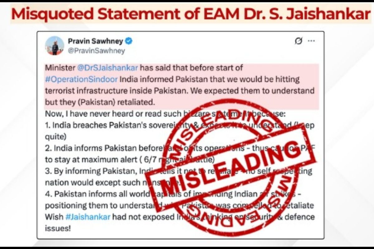 ‘Jaishankar Misquoted’: PIB Debunks Claim India Informed Pakistan Before Operation Sindoor