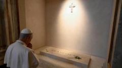 Pope Leo prays at tomb of Francis ahead of first Sunday address