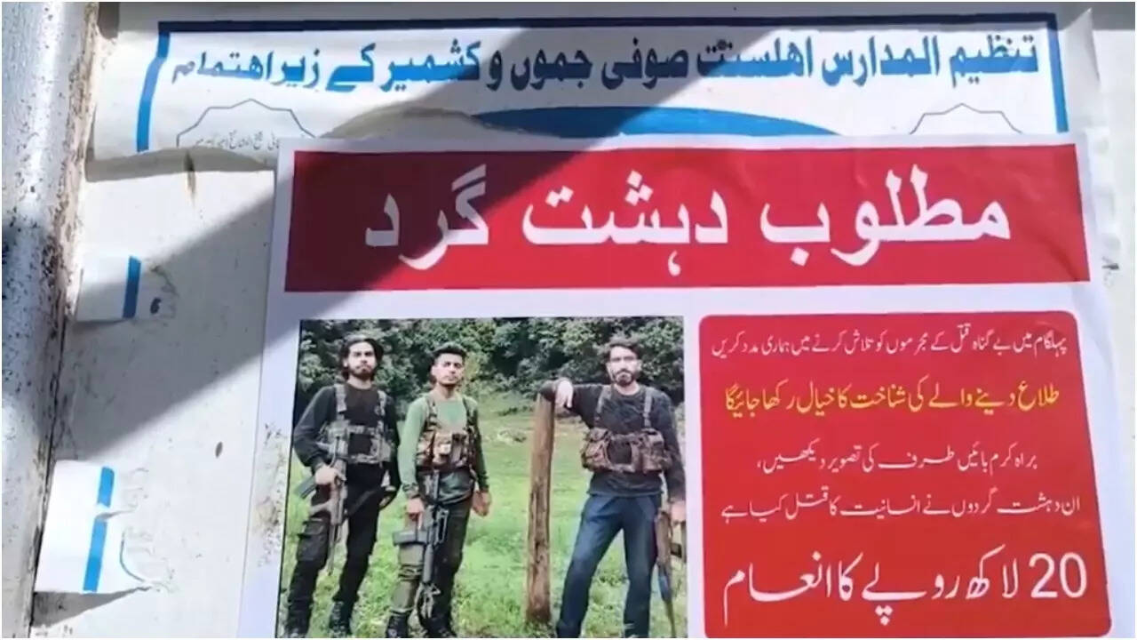 Posters of Pahalgam attack suspects surface; Rs 20 lakh bounty announced