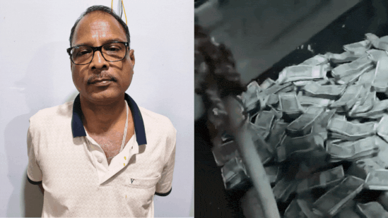 Watch: Chief engineer throws bundles of Rs 500 notes from flat during raid