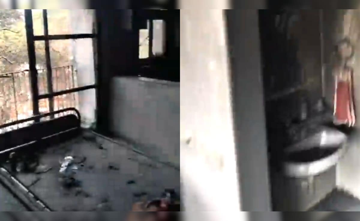 Charred Walls, Interiors: Plane Crash Impact On Building In Medical College
