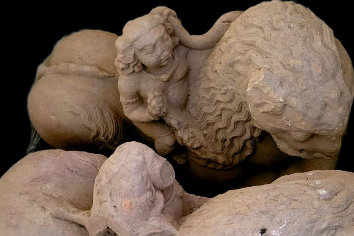 Ancient Relic Depicting Goddess On Two Lions Unearthed At Ayodhya’s Ram Temple Complex