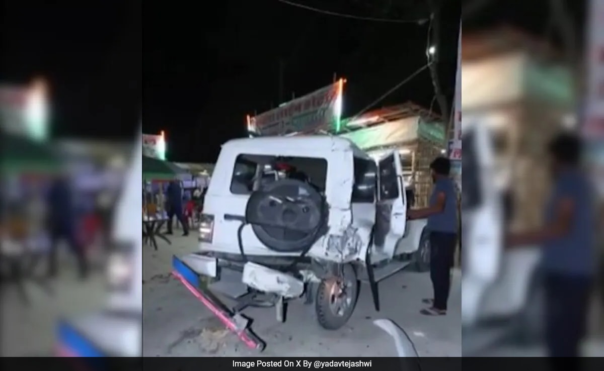 Speeding Truck Hits Tejashwi Yadav’s Convoy, 3 Injured, Driver Arrested