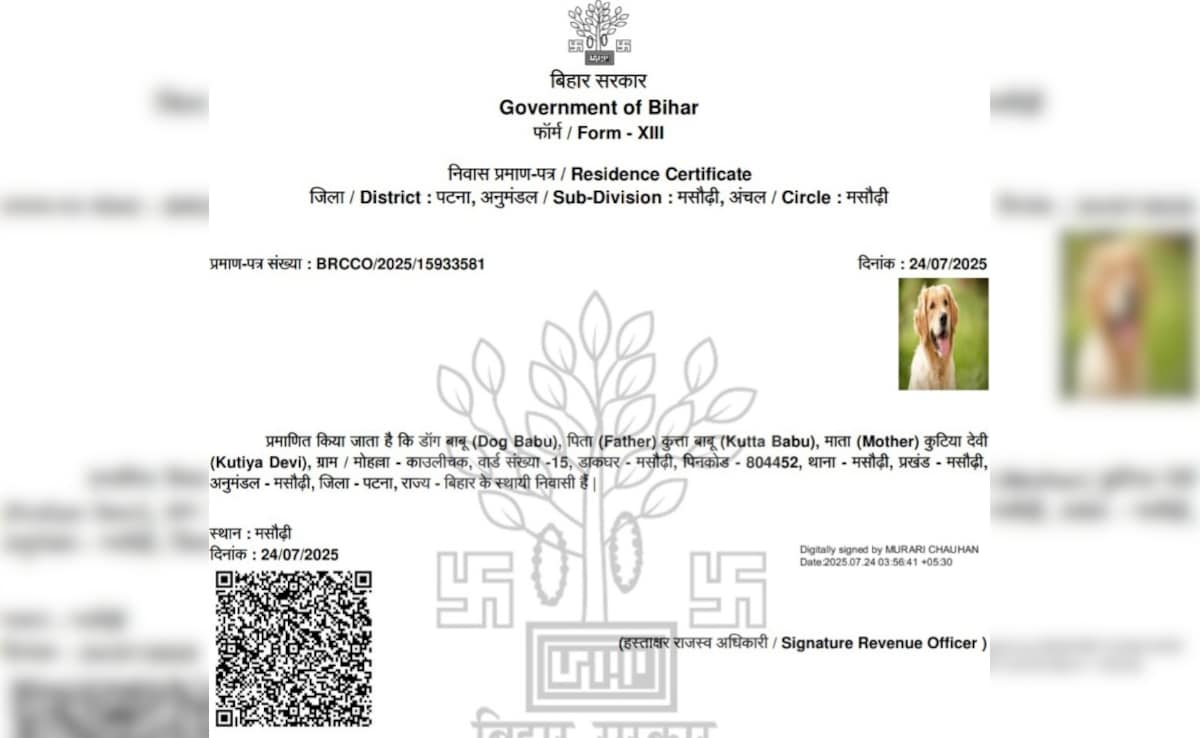 FIR Lodged Against Applicant Behind ‘Dog Babu’ Residence Certificate In Patna