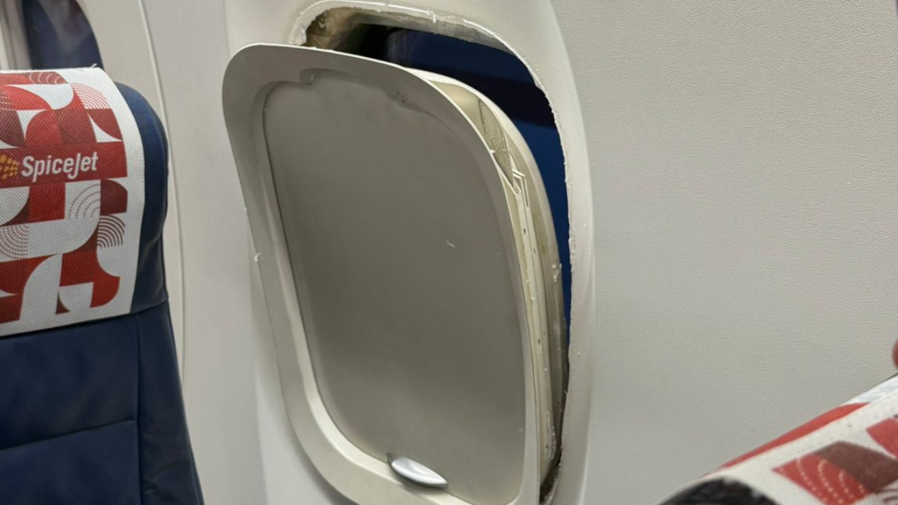 Mid-air panic: SpiceJet flight’s cabin window frame comes loose