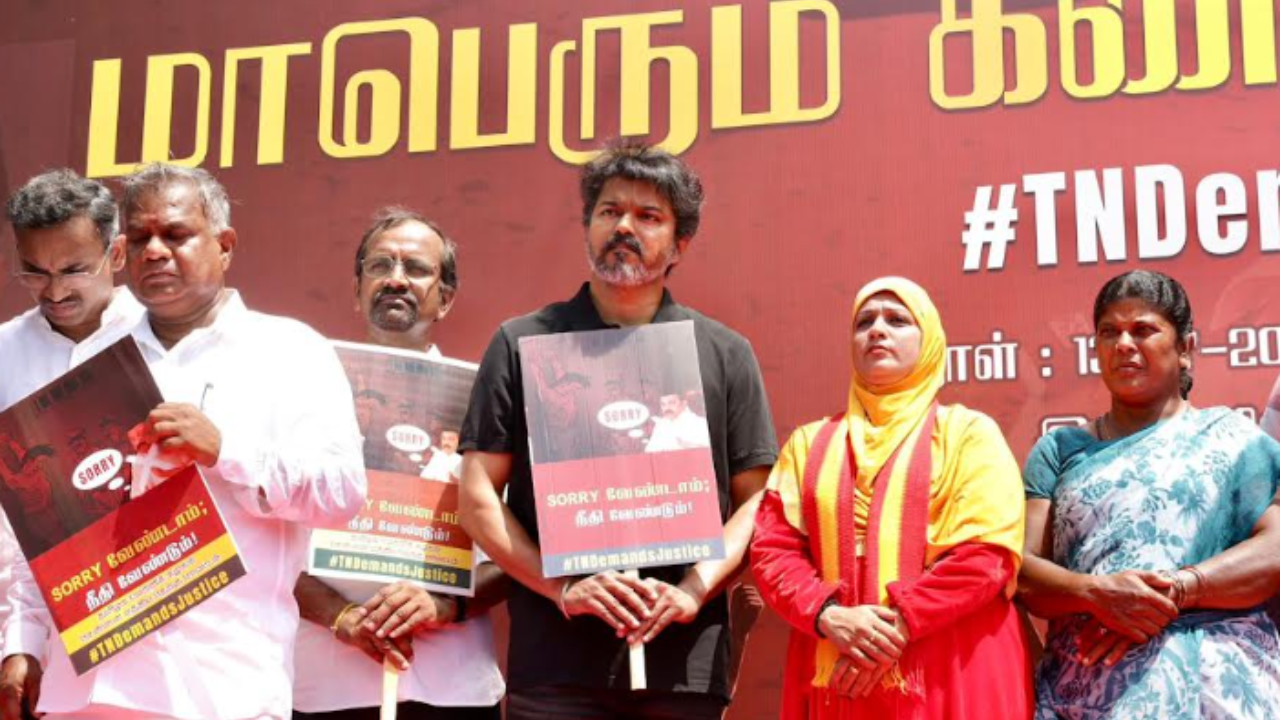 ‘Sorry ma’: Vijay protests DMK-era lock-up deaths; demands aid for all victims’ families