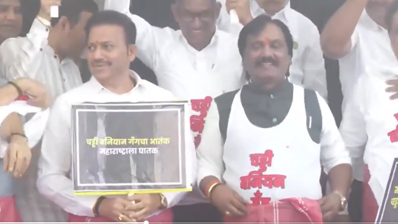 ‘Chaddi-baniyan gang’: Oppn stages unique protest against Sena MLAs – Watch video