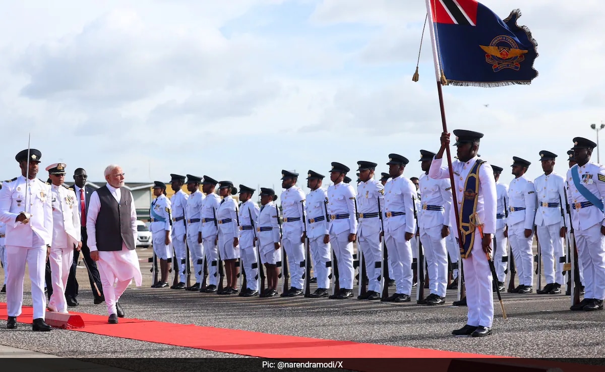 PM Modi Arrives In Trinidad & Tobago, Gets Guard Of Honour