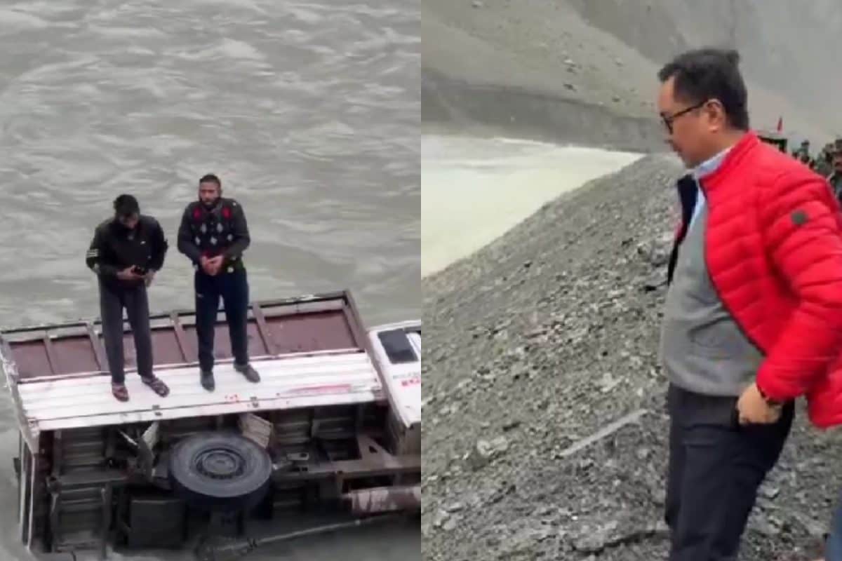 Vehicle Falls Into River In Ladakh Ahead Of Kiren Rijiju’s Convoy; Minister Shares Video