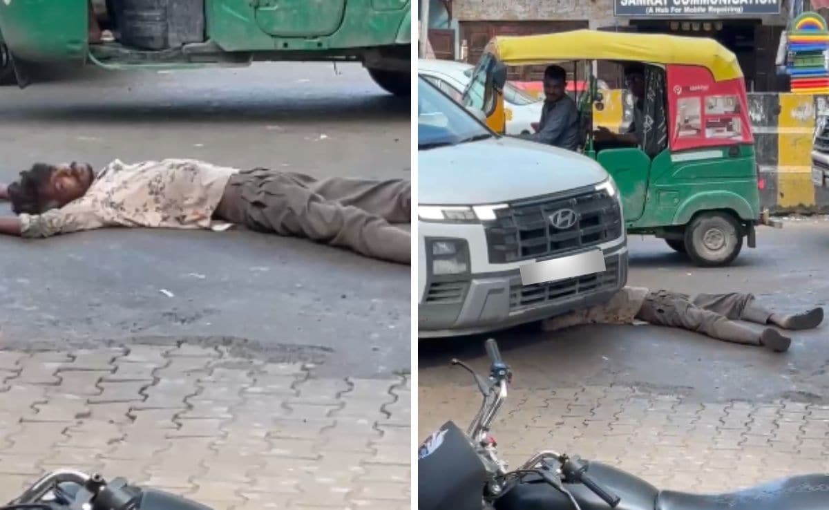 Video: Car Runs Over Man Lying Unconscious On Road In Gurugram