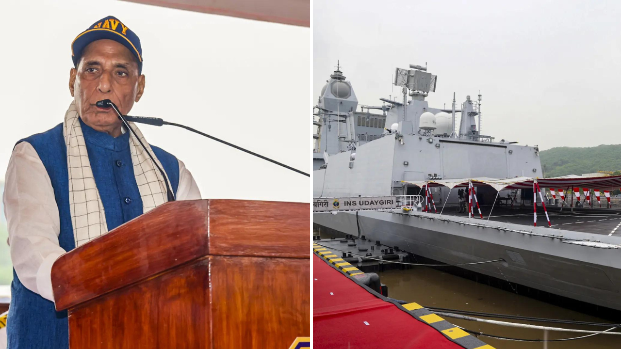 ‘Built a floating F-35:’ Rajnath Singh’s shoutout to navy’s new stealth frigates – and a US mention