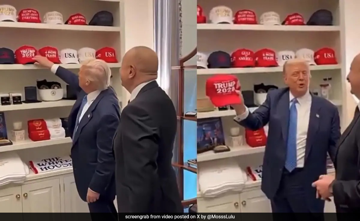 “Trump 2028” Caps At White House Merch Room Teases 3rd Term Re-run