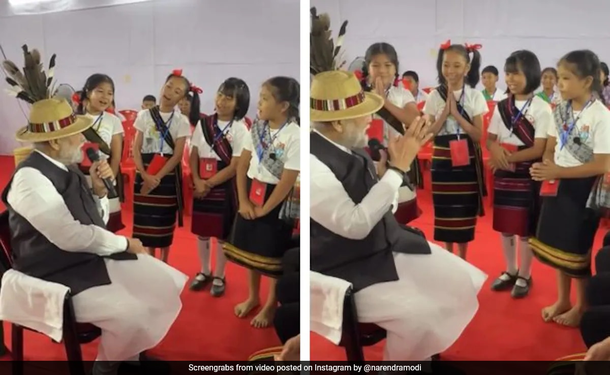 Watch: PM Modi’s Adorable Moment With School Students In Manipur