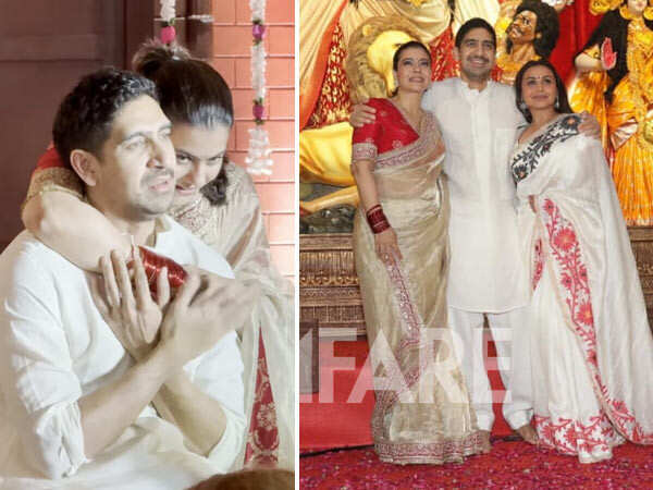 Photos: Rani Mukerji Kajol and Ayan Mukerji Share Adorable Sibling Moments at Their Family Durga Puja