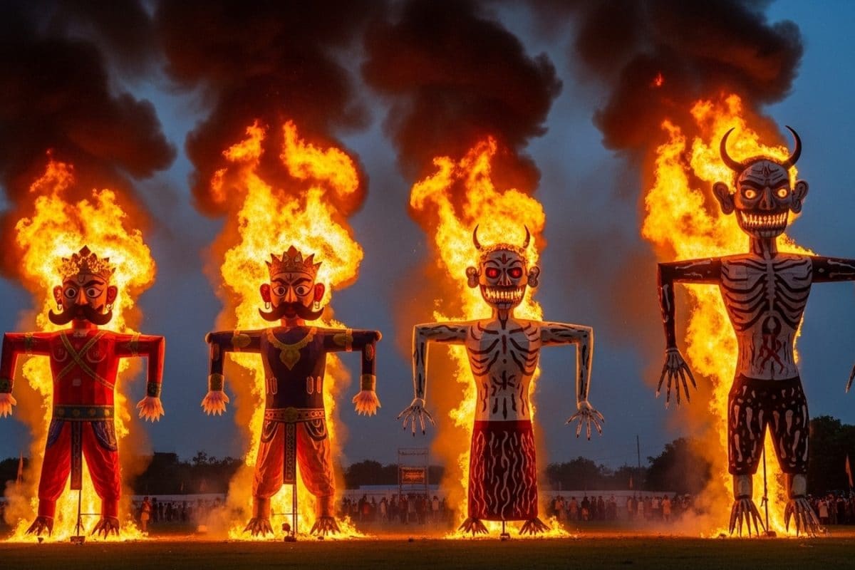 Symbolic Blow Against ‘Demon Of Drugs’: Punjab Police Mark Dussehra With Fourth Effigy