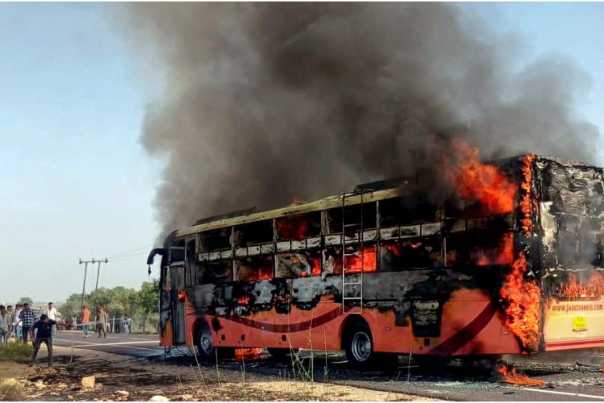 20 Killed As Moving Bus Bursts Into Flames In Rajasthan’s Jaisalmer