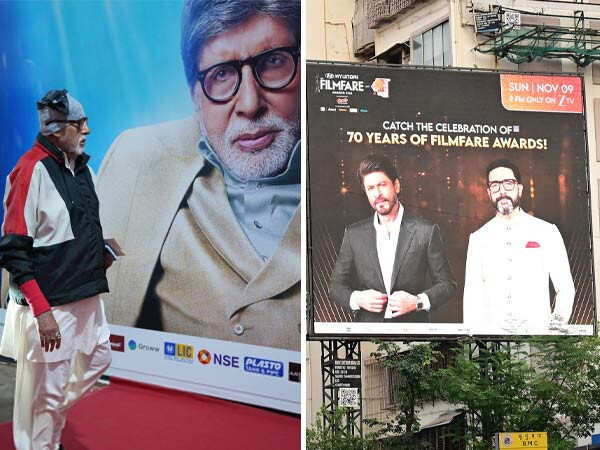 Amitabh Bachchan Reacts to Abhishek Bachchanâs Filmfare Billboard With SRK Akshay Kumar