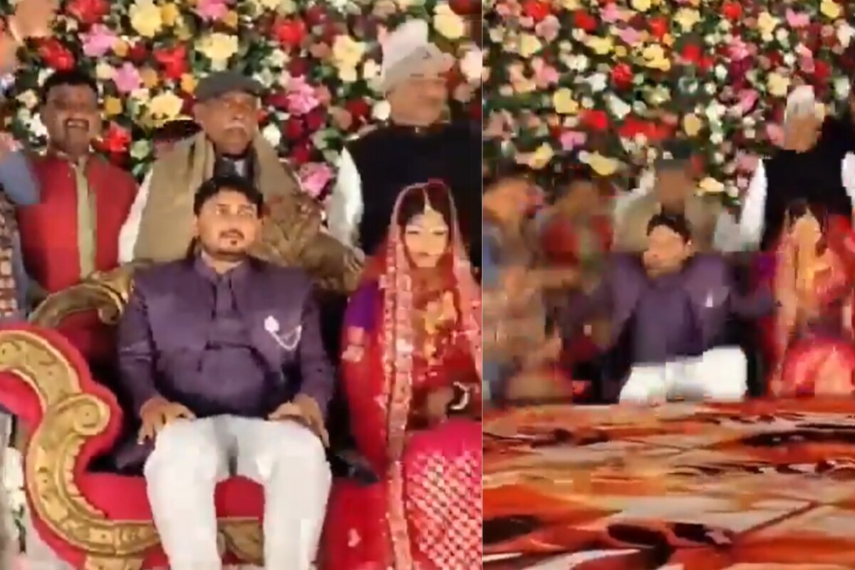 BJP Leaders Arrive To Meet Bride & Groom, Moments Later Stage Collapses, They All Sink In | Shocking Video
