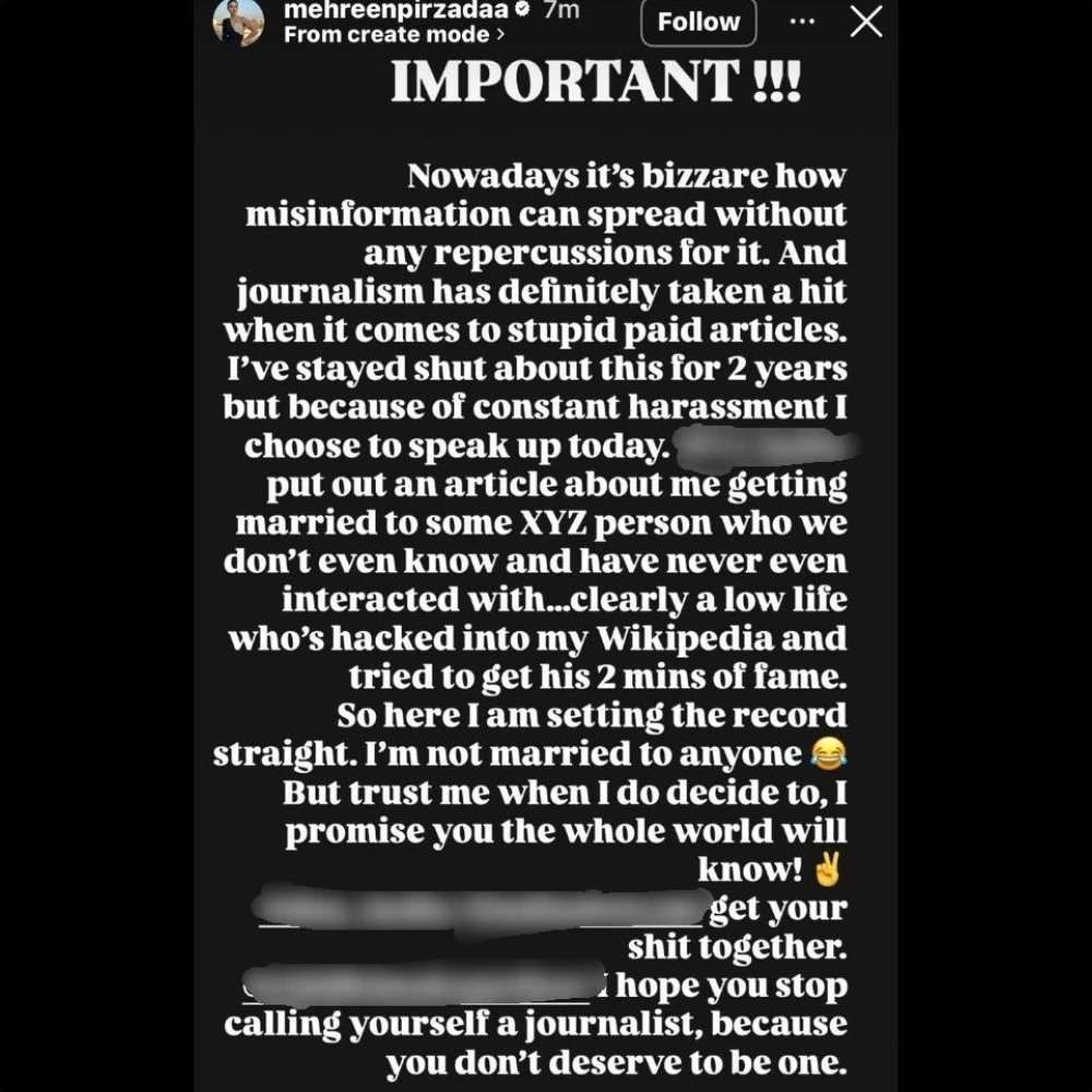 Is Mehreen Pirzadaa getting married? Know the truth here!