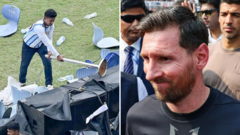 Angry fans throw chairs and bottles at Messi event in India Angry fans throw chairs and bottles at Messi event in India