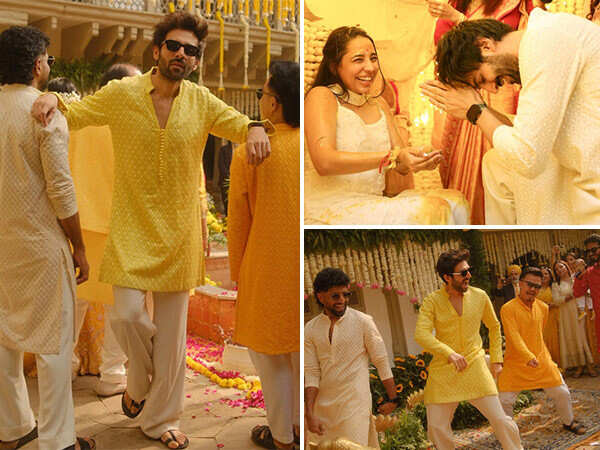 Kartik Aaryan lights up sister Kritika Tiwariâs haldi ceremony
