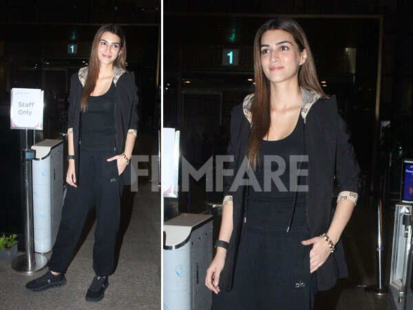 Kriti Sanon Arrives at Mumbai Airport in an All-black Ensemble