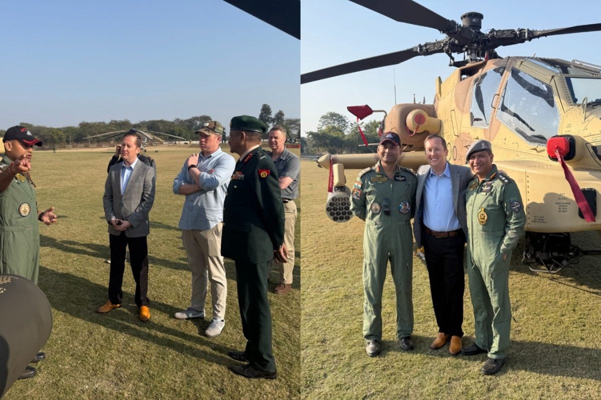 ‘Powerful Symbol Of Defence Ties’: US Envoy Sergio Gor, Army Secy Driscoll Pose With AH-64E Apache