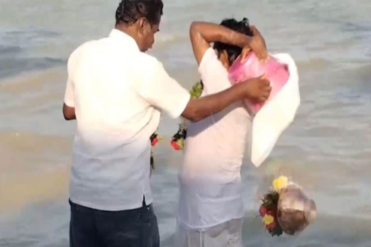 NCP Members Bid Farewell To Late Ajit Pawar, Perform Immersion Of His Ashes In Rameswaram